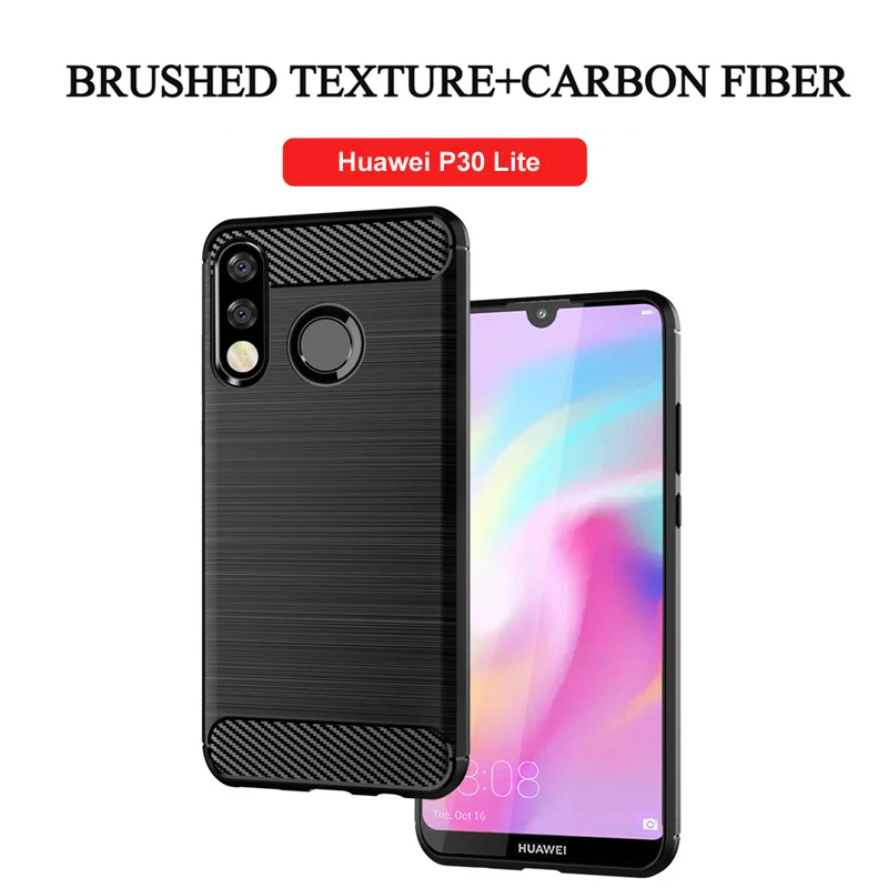 

New phone case For Huawei P30 Lite Soft Silicone Brushed Carbon Fiber For Huawei P30 Pro Rugged Armor Phone Cases Cover