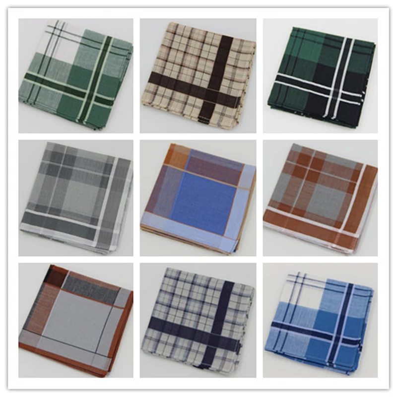 3Pieces/lot Gentlemen Classic Plaid Check Cotton Handkerchiefs Men
