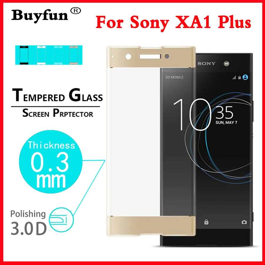 

3D Curved Tempered Glass For Sony Xperia XA1 Plus 9 H Premium Screen Protector Toughened Protective Film Case For Sony XA1 Plus