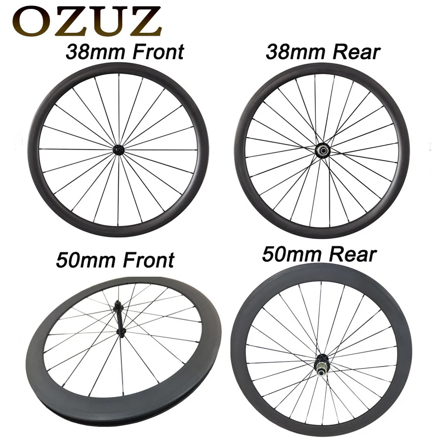 

OZUZ front rear 38 50 88 mm Depth Clincher tubular Ceramic Bearing Carbon Wheels 700c 23mm Width v brake touring road bike wheel