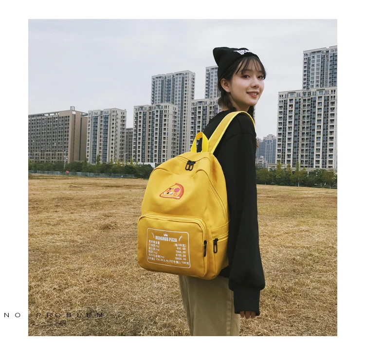 Pizza Embroidery Women Backpack for School Teenagers Girls Preppy Style School Bag Ladies Canvas Backpack Female Bookbag Mochila_15