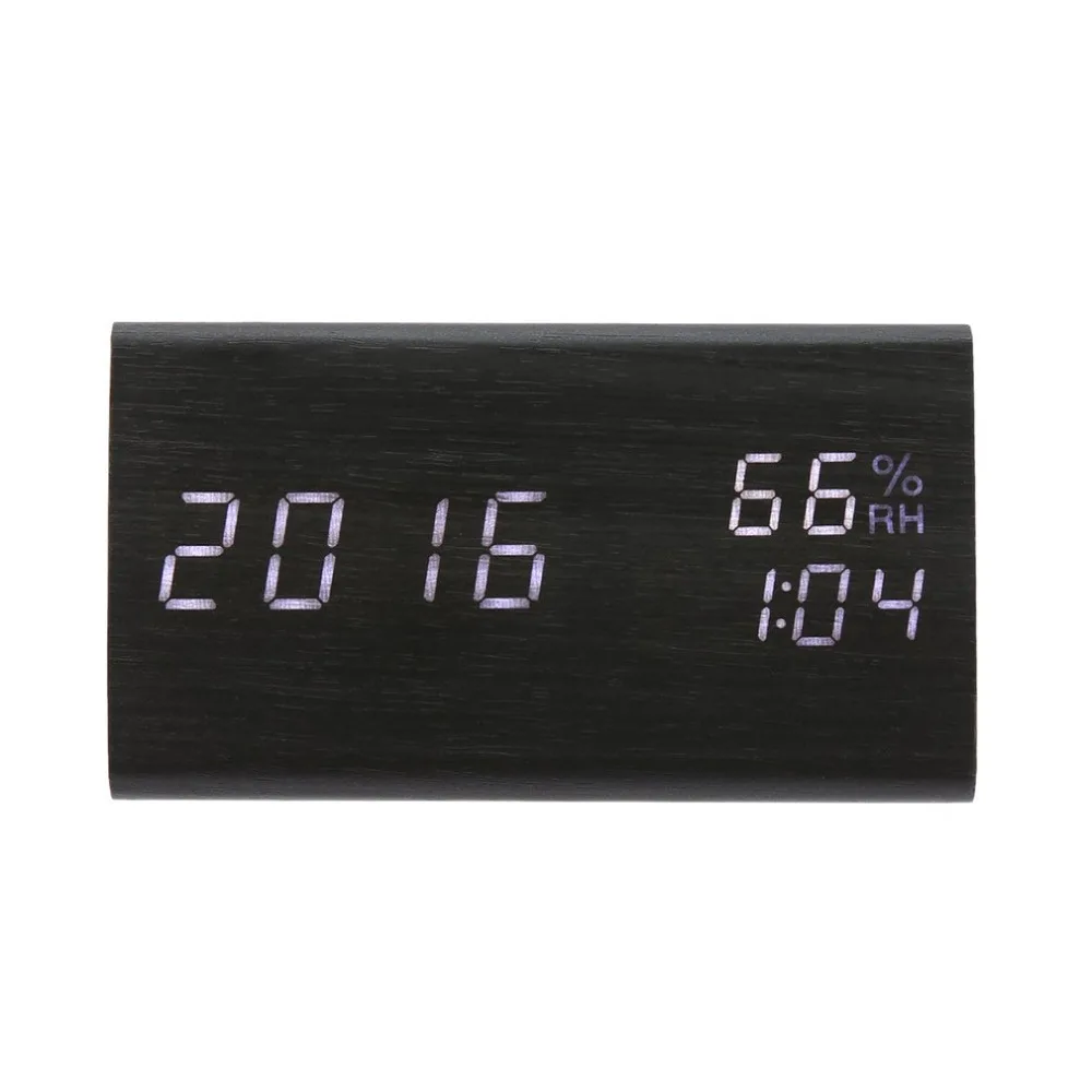 

Wooden LED Digital Alarm Clock 3 Alarm Settings Calendar Table Clock Sounds Control Thermometer Clock & Despertador Gift