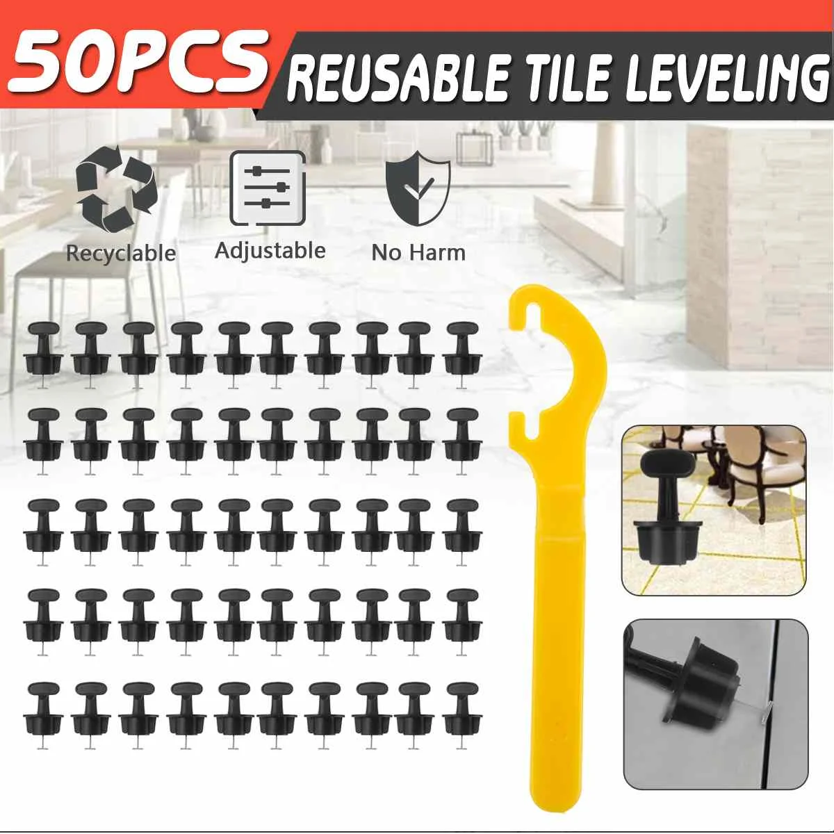 

50PCS Tile Levellers Mini Level Wedges Alignment Tile Spacers for Wall Floor Tiles Carrelage Leveling Leveler Locator Spacers