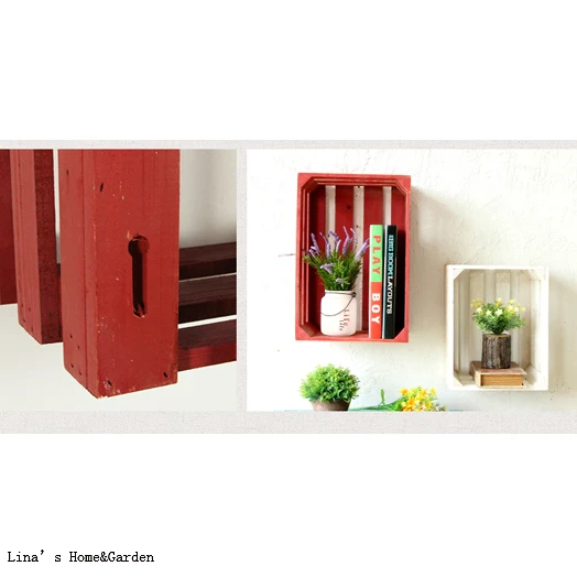 colors matching vintage shabby wooden crate shelf, floating wall crate shelf (5)