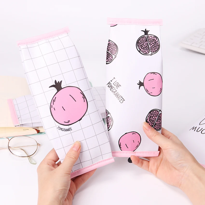 Creative Pomegranate Strawberry School Pencil Case Cute Pu Leather Pen