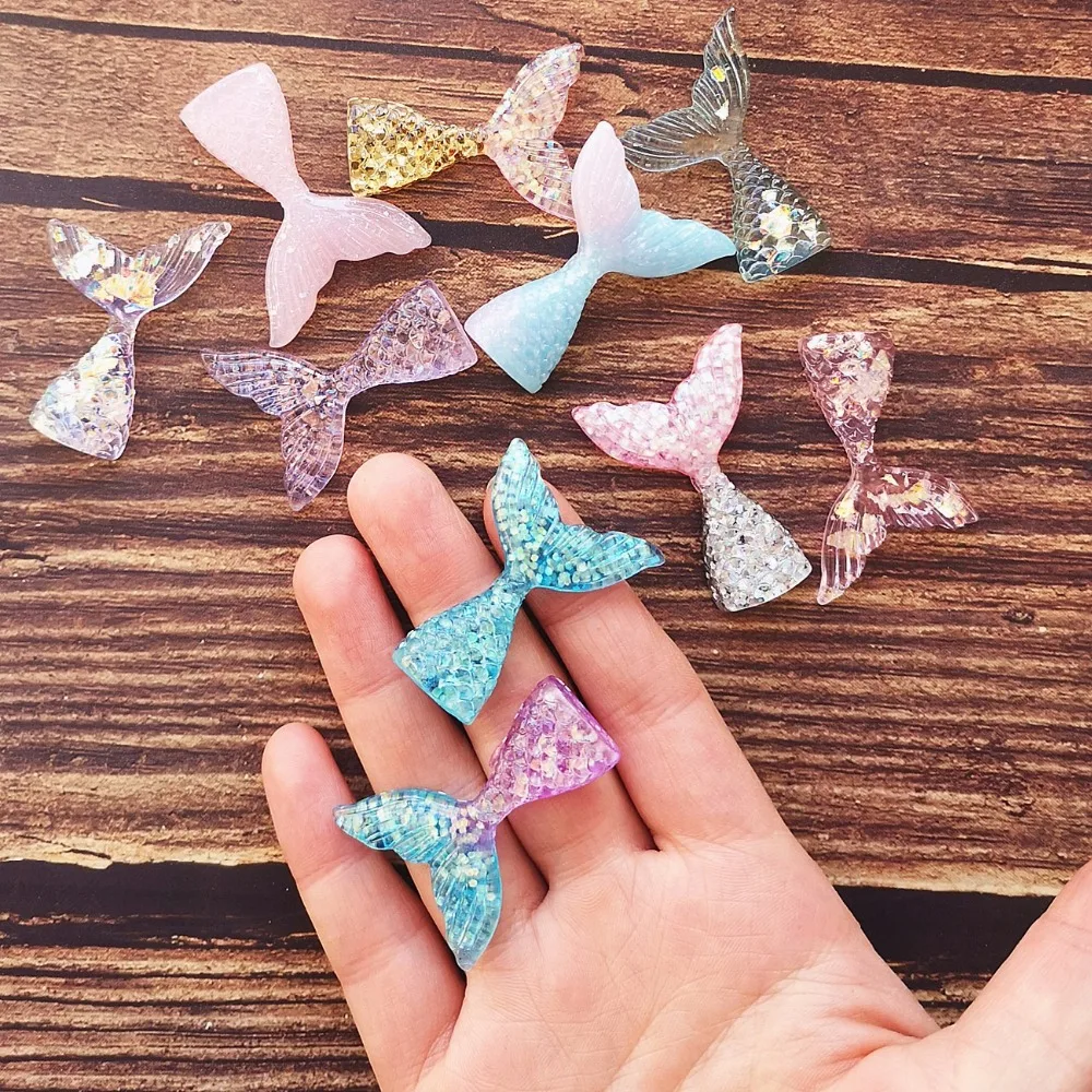 

8pcs/lot Glittering Crystal Clear Mermaid Fish Tail Shell Slices Slime Filler For Kids DIY Accessories Supplies Decoration