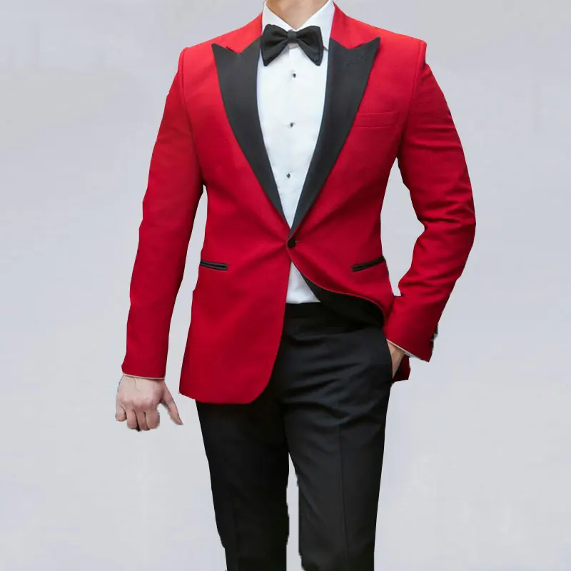 

Peaked Designs Men Suits for Wedding Groom Tuxedos Groomsmen Red Blazers 2Piece Costume Homme Terno Masculino Trajes para Hombre