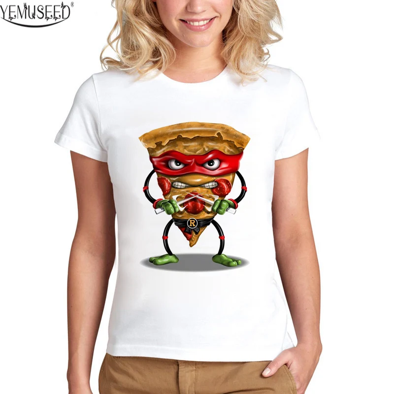 YEMUSEED 2018 Новинка Pizza Ninja Женские топы с мультяшным принтом повседневные забавные