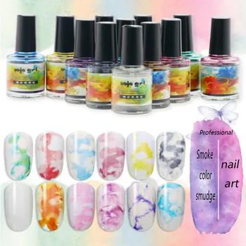

Nail Smoke Bubble Watercolor ink Treatment Nail gel Polish UV Watercolors Ink Marble Nail polish art smoke color smudge bubble
