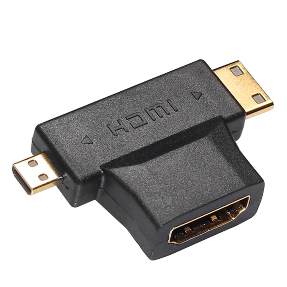 

1PCS 3PCS Multi HDMI Convertor Adapter Mini&Micro HDMI Male to HDMI Female 2 in 1 out Connector Support 4K x 2K