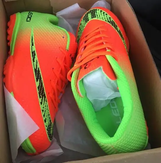 2018new hombres TF fútbol zapatos deporte fútbol Zapatos niños interior césped fútbol botas fútbol Futsal tacos fútbol Sala Hombre