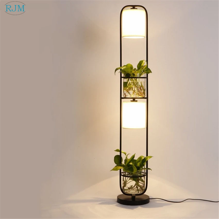 New Modern Art Creative Plants Floor Lamps Iron Cloth Lamp Shade Floor Lights for Living Room Bedroom Office Cafe Restaurant