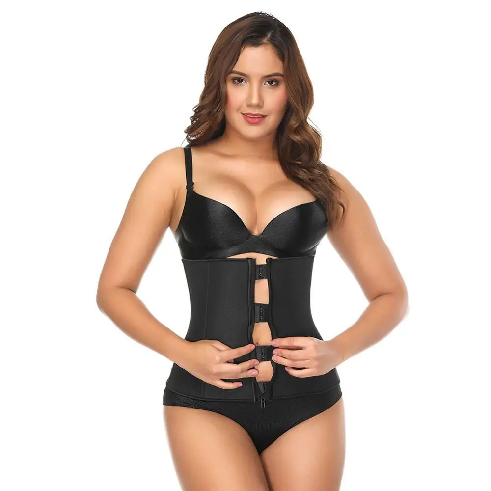 

ZYSK Zipper And Clip Latex Waist Trainer Black Waist Trainer Body shapewear Corset Steel Boned Body Shaper Plus Size XXXL
