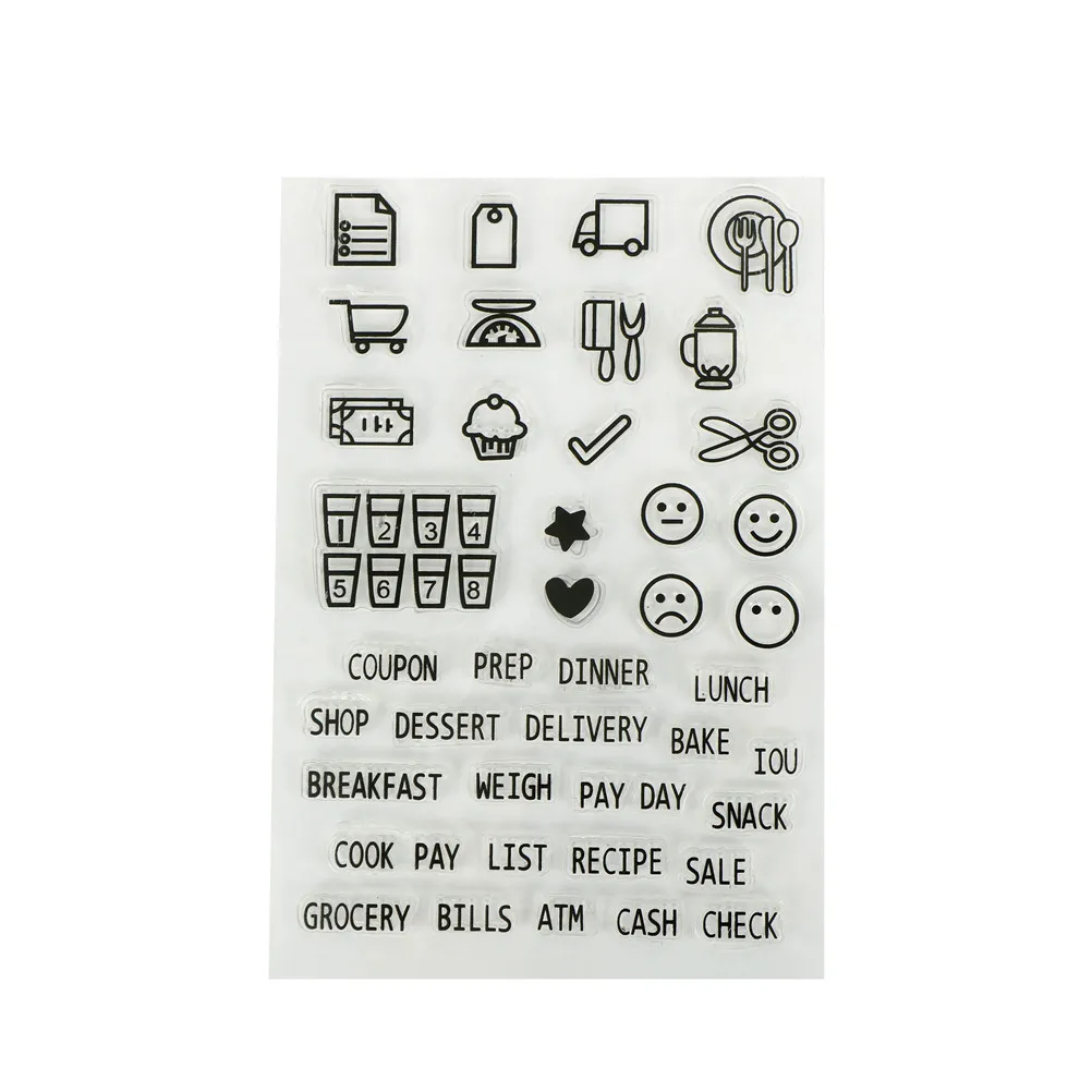 

Silicone Transparent Clear Stamp Sheet Cut Emoji COOK SHOP Airplane Bus Travel life for DIY Scrapbooking Photo Album Decorative