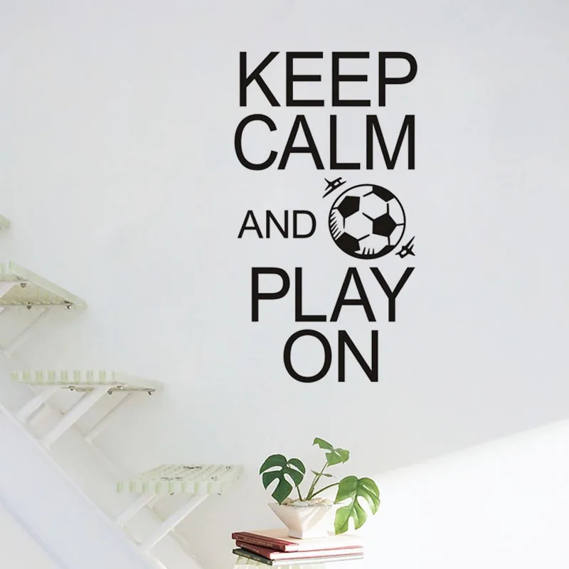 Us 218 27 Offkeep Calm And Play On Witn Football Pattern Wall Sticker Home Decor Living Room Soccer Wallpaper Bedroom Decor Home Decoration In