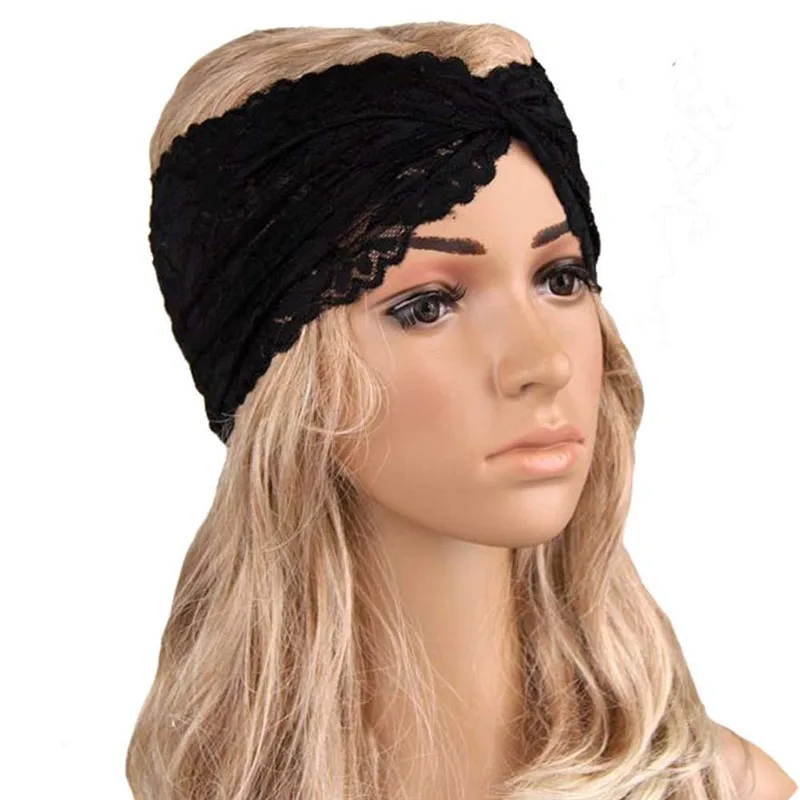 

Multicolor Women Headwear Twist Lace Headband Turban 50*15cm Headscarf Wrap Beautiful Bandanas Hair Accessories