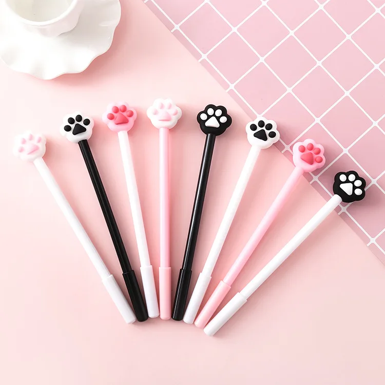 

40pcs Gel Pen Kawaii Cat Footprint 0.5mm Stationery Black Ink Pen Office Material School Supplies Escolar Papelaria Girl Gifts