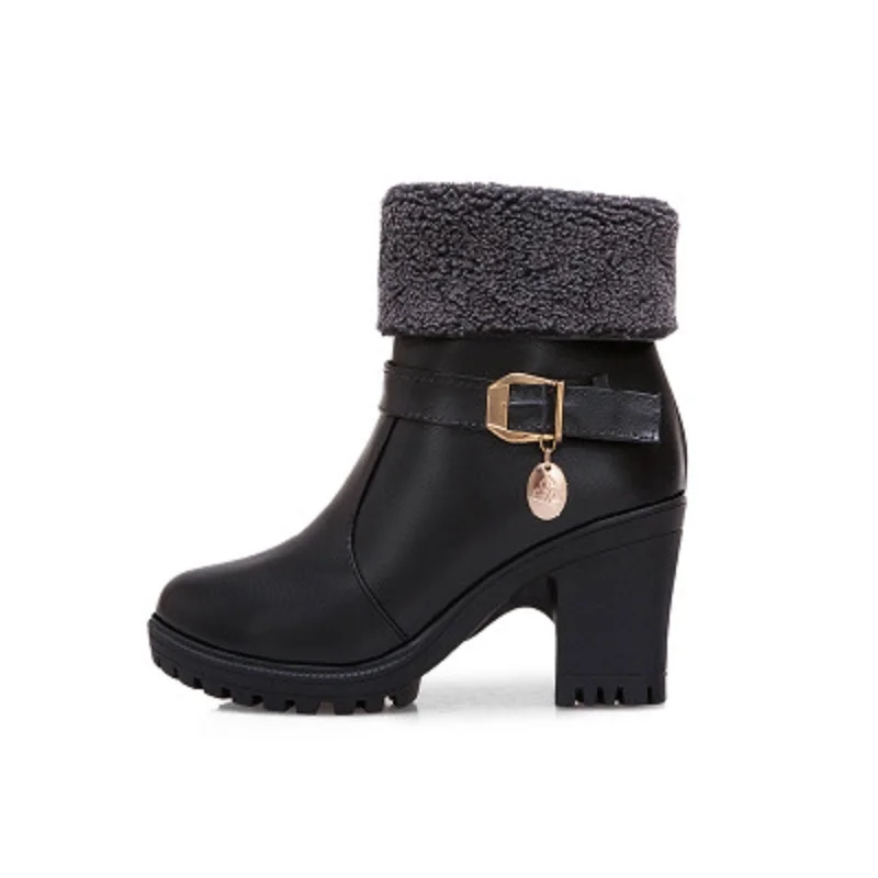

2018 spring and autumn new boots high heel women's boots thick with thick bottom side zipper Martin boots leather boots wholesal