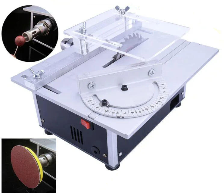 Speed Adjustable DIY Miniature Table Saws DIY Carpentry Chainsaw Small Cutting Machine Model saw w/ Cutter Polisher Function