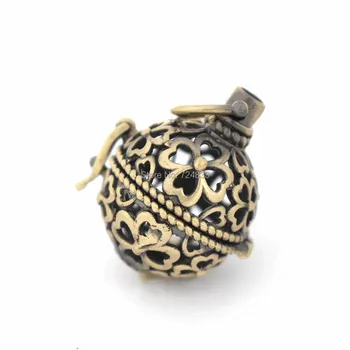 

Hollow Round Ball Box Vintage Filigree Flower Cage Locket Pendant For DIY Essential Oil Diffuser Perfume Sound Chime Necklace