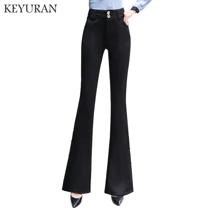 

Autumn Women Plus size 2XL Slim Hip Up Casual Pants Women's Trousers Long Flare Pants Suit pants Office lady Bell-Bottoms Pants