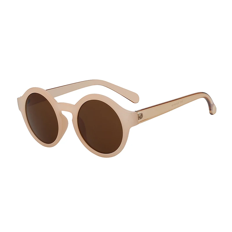 Круглые Модные солнцезащитные очки женские брендовые дизайнерские винтажные Круглые Солнцезащитные очки Ретро женские милые розовые очки UV400 - Цвет линз: nude w brown lens
