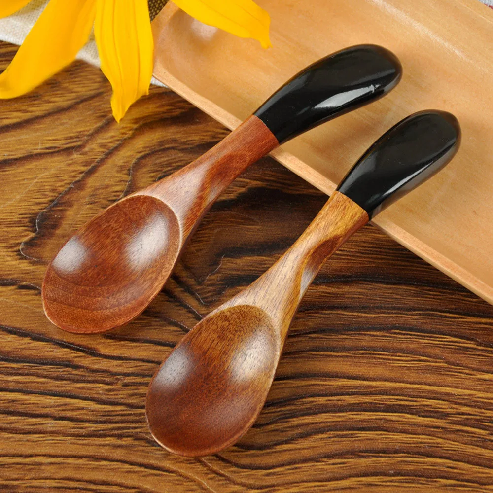 Wooden Spoon Fork Bamboo Kitchen Cooking Utensil Tools Soup Teaspoon Tableware For 0919in