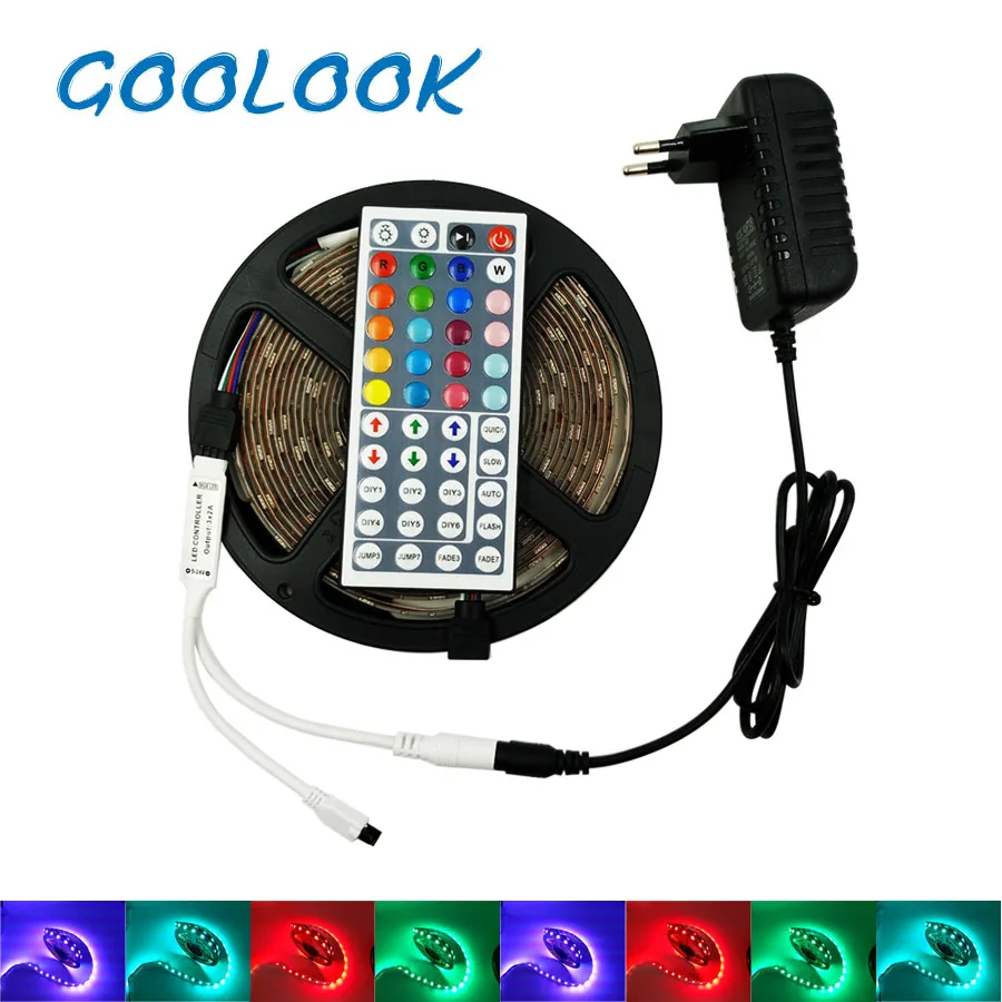 

12V LED Strip 5M 5050 RGB Tape Non Waterproof 10M LED Light Ribbon Flexible RGB diode LED Lamp tape Remote Control+Power supply