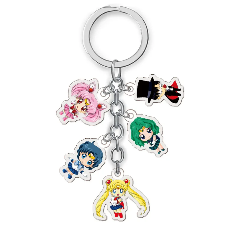 

Cute Sailor Moon Figure Toys Anime Sailormoon Cat Model Keychain Pendant Cosplay KeyChains Cartoon Keyring