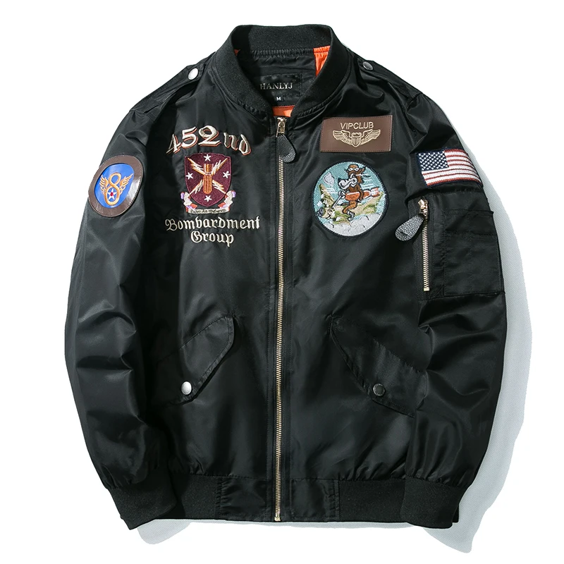 ВВС Fly Flight Bomber Jacket Вышивка Демисезонный Ретро Классический Для мужчин куртка пальто