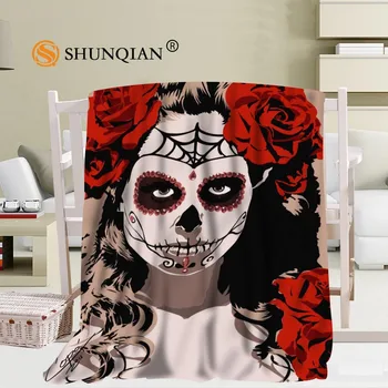 

Custom day of the dead Coral Blankets Travel Sofa Falafel Blankets Soft Fluffy Warm 56x80inch 50X60inch 40X50inch
