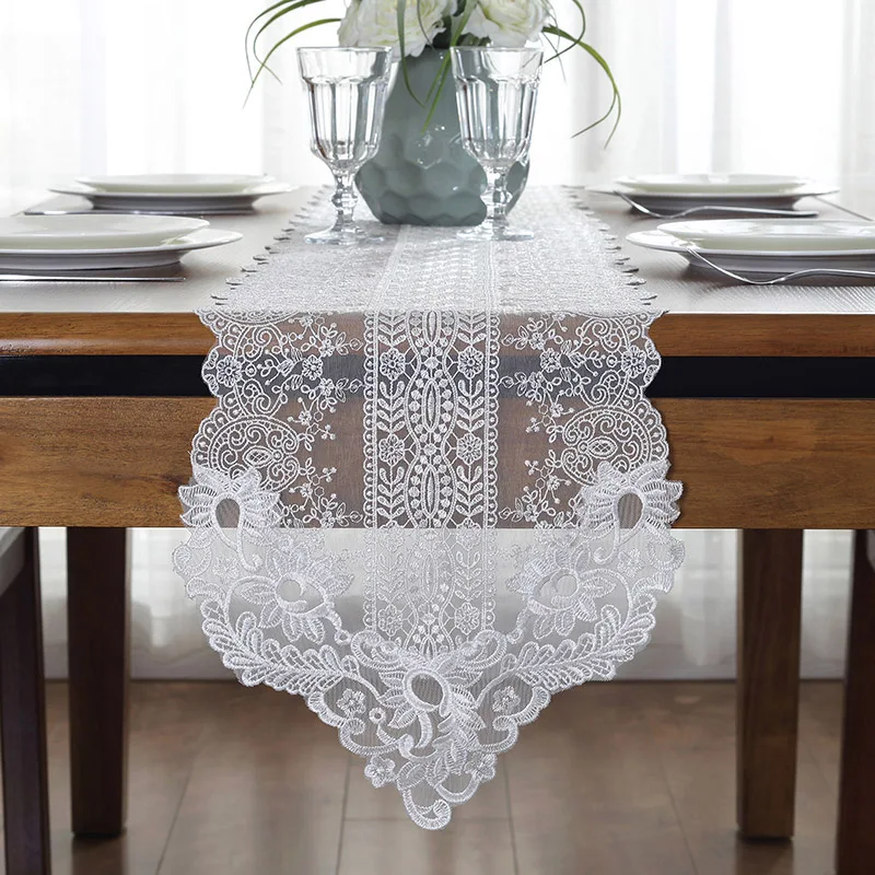 المطرزة الدانتيل الجدول عداء التلفزيون مقاعد البدلاء موقف نهاية الجدول غطاء الديكور 30x70 120 150 180 210 250 280 cm 310 cm الأبيض الشمبانيا