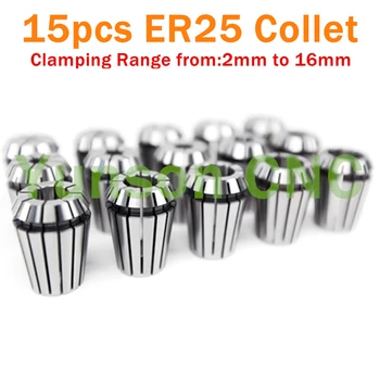 

15pcs DIN6499B ER25 Chuck Collet(from 2mm to 16mm) for Spindle motor of the cnc engraver/mill Machine Boring/Drilling/Tapping