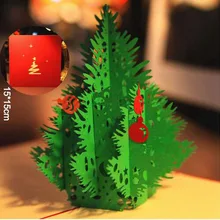 10 шт. красные поздравительные открытки с рождественской елкой 3D лазерная резка всплывающие бумажные объемные открытки ручной работы на заказ рождественские подарки вечерние принадлежности