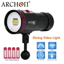 ARCHON 5200lm Дайвинг свет водонепроницаемый 100 м Дайвинг фотография заполняет светлый светодиод белый красный УФ Цвет дайвинг фото видео Освещение