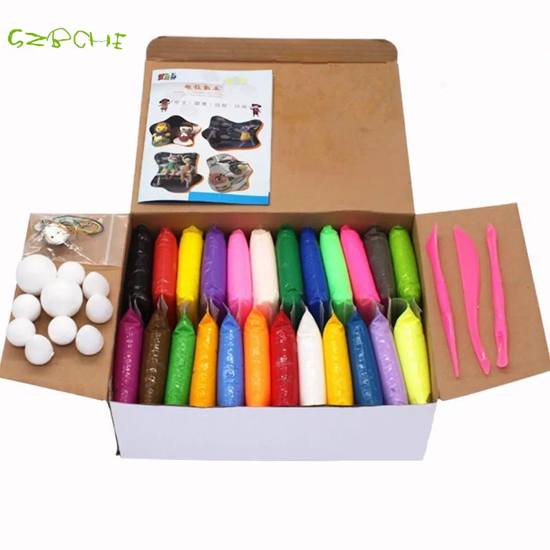 NEW 24colors Super light clay Air drying Soft Polymer Modelling Clay with tool Educational toy Special DIY Plasticine slime toys