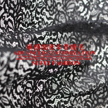 

150*135cm eyelash black cotton polyester lace dress clothes blouse fabric S027