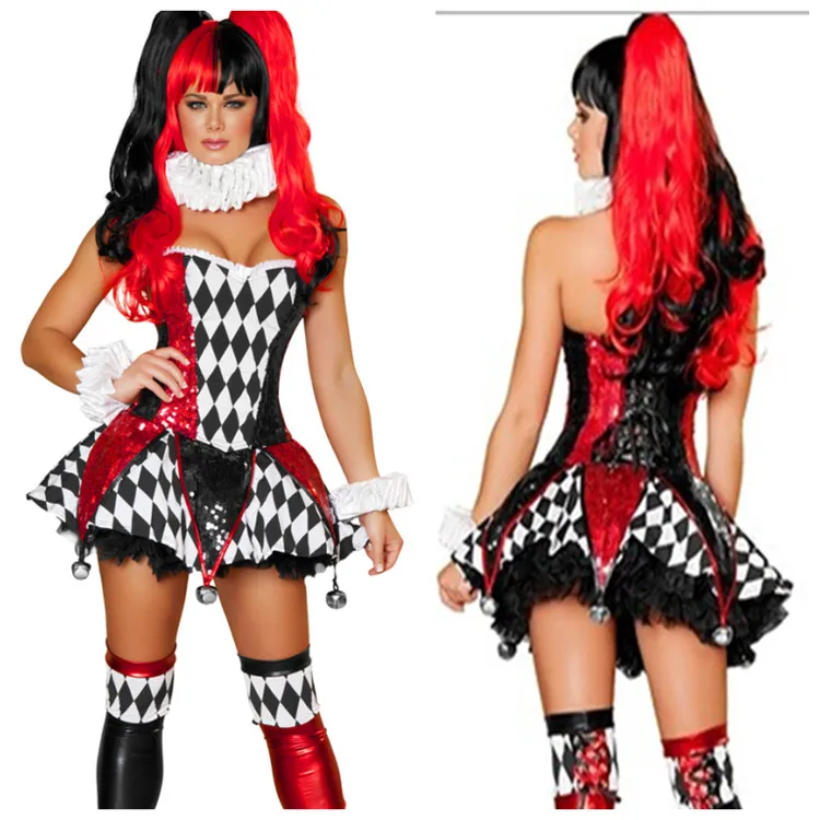 

New Halloween Cosplay Costume Female Cosplay Dress Adult Circus Clothes Women Clown Halloween Costume