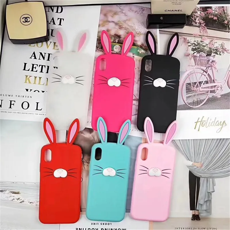 

5 s Cases New 3D Cartoon cute Ear rabbit Soft Silicone phone Case For iphone 7 8 X 6 6s plus SE case Cat beard Soft Rubber Cover