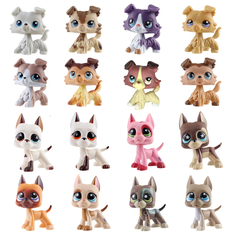 

Real Rare Pet Shop Lps Toys Standing Short Hair Cat White Pink Black Dog Dachshund Collie Great Dane Free Shipping