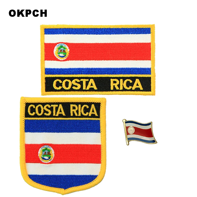 Costa Rica National Flag Embroidered Iron on Patches for Clothing Metal