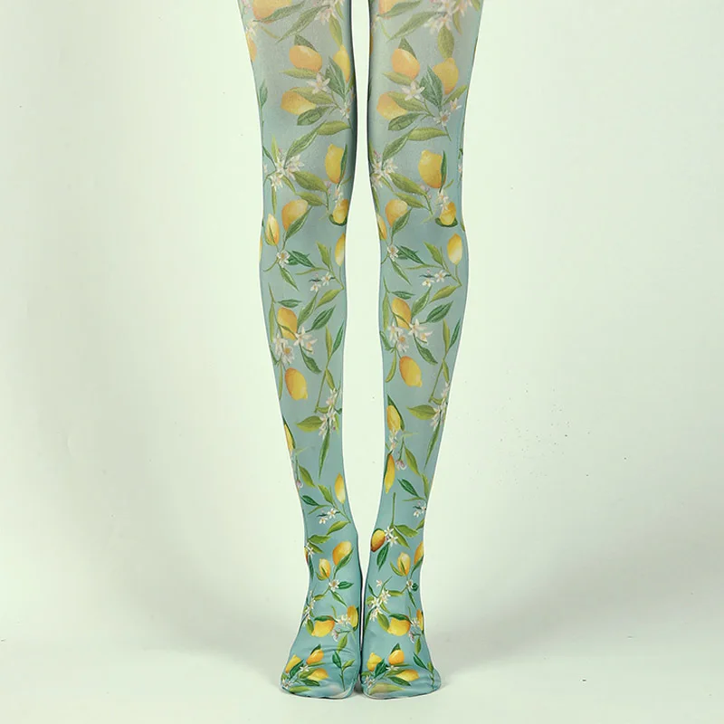 

Fruit Mural Print Retro Pantyhose Wholesales