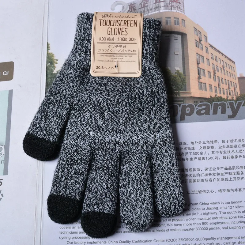 Аккриловый Жакард вязанный сенсорный экран сохраняет тепло Нескользящие толстые модные зимние женские перчатки для взрослых рукавицы Accessories-DQGV005C