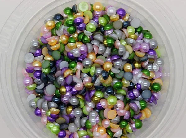 

Free shipping 4MM 10000pcs/Pack Mix ColorsHalf Round ABS Imitation Pearl Flatback Cabochons,MVJ04