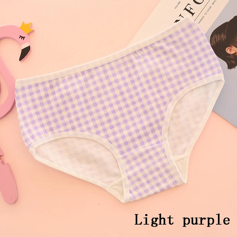 Cotton Sexy Womens Underwears Briefs Fashion Plaid Ladies Panties Breathable Underpants Comfortable Mid Waist Girls Knickers