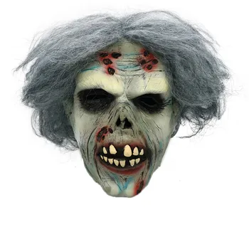 

1pc Scary Zombie Latex Mask With Hair Cosplay Helmet Halloween Costume toy for Terror 2018Halloween party decoration A1