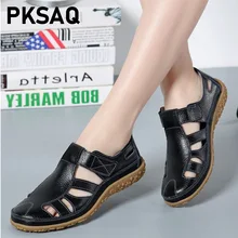 Женская обувь; женская обувь из натуральной кожи на плоской подошве; летние женские лоферы; дышащая пляжная женская обувь; большие размеры 35-42