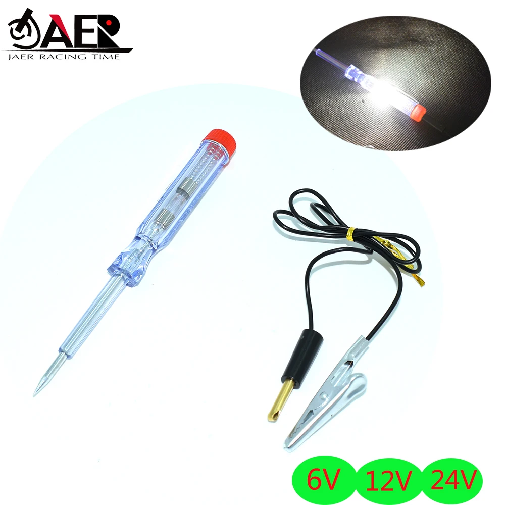 

JAER 6V 12V 24V Auto Car Motorcycle repair tool Circuit Tester Gauge Test Voltmeter Light Hot Voltage circuit test pen