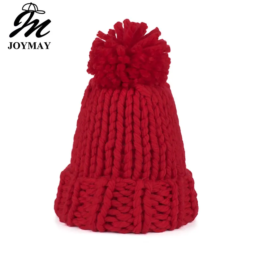 Joymay брендовые новые зимние шапки теплая шапка унисекс теплая мягкая вязаная шапка с черепом шапки грубые для мужчин и женщин вязаные шапочки W249