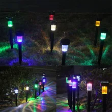 10 шт./лот Солнечный садовый свет открытый газон столб лампа Спайк светодиодный светильник Точечный свет пейзаж двора Путь Газон солнечный светильник 7 цветов